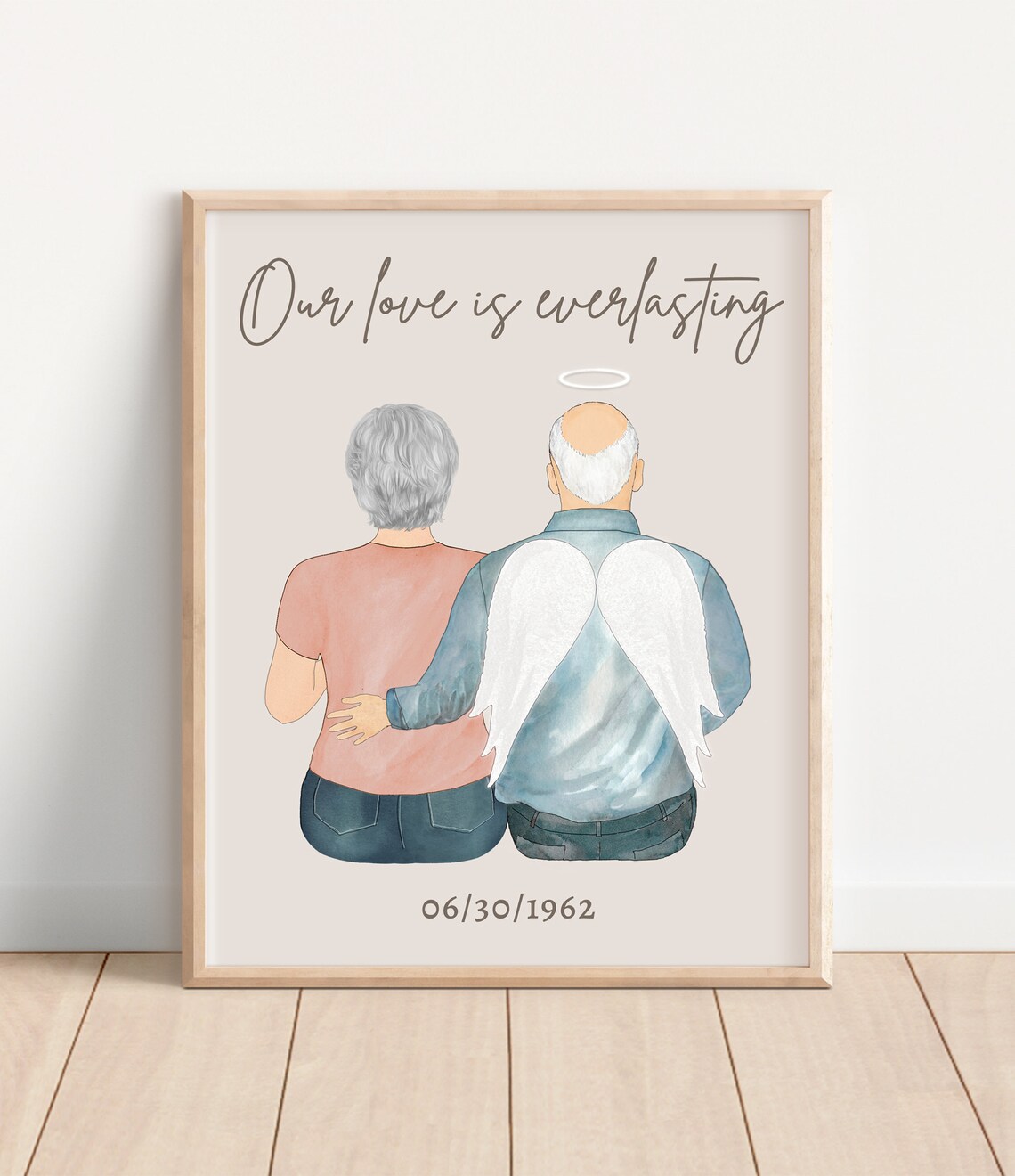Our Love Is Everlasting Angel Husband Couple Memorial Poster 1962