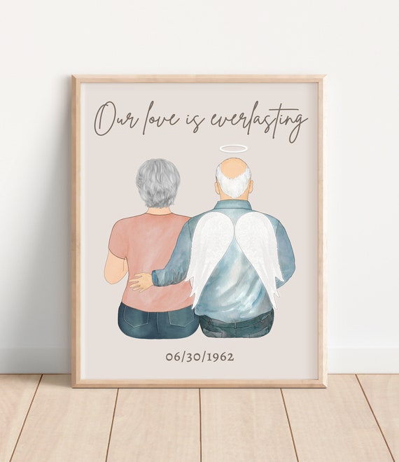 Personalized Memorial Print Widow Condolence Gift Idea Spouse Loss Print Rip Angel Husband In Heaven Anniversary Art Wife Lost Husband