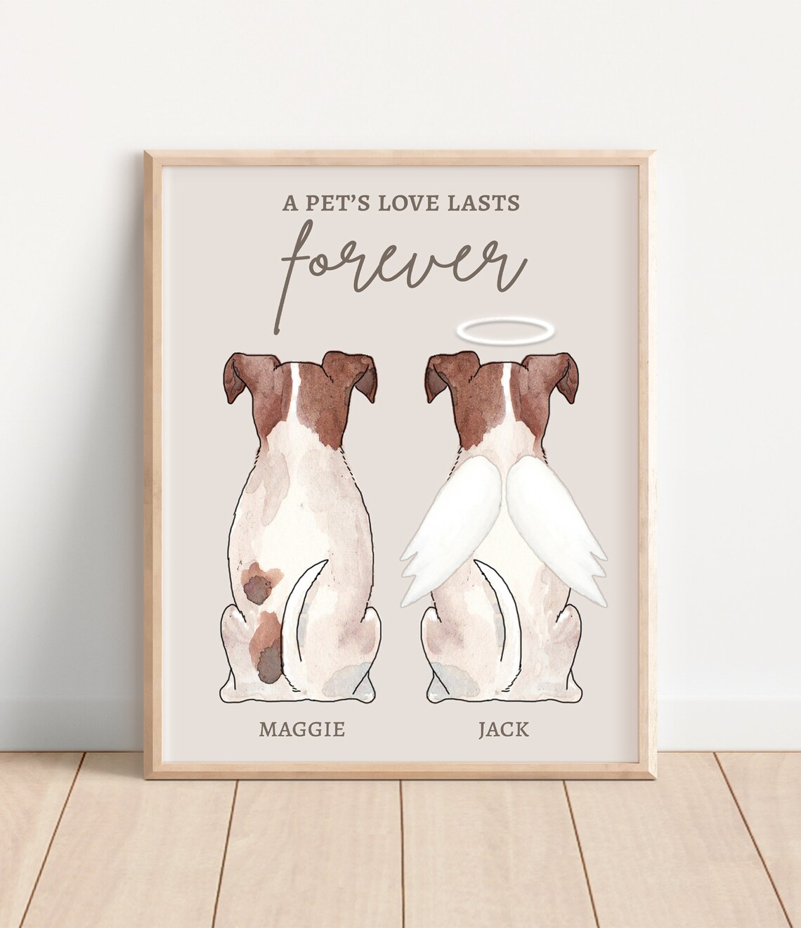 A Pets Love Lasts Forever Maggie and Jack Angel Dog Memorial Poster