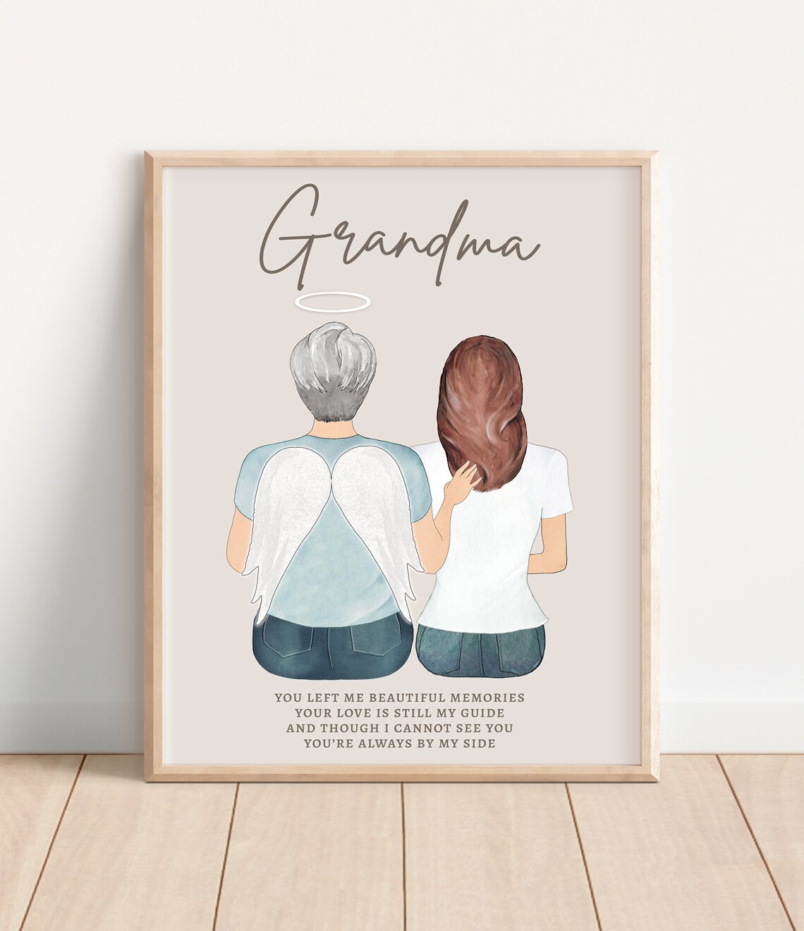 Grandma Angel Memorial Grandmother Granddaughter Portrait Poster