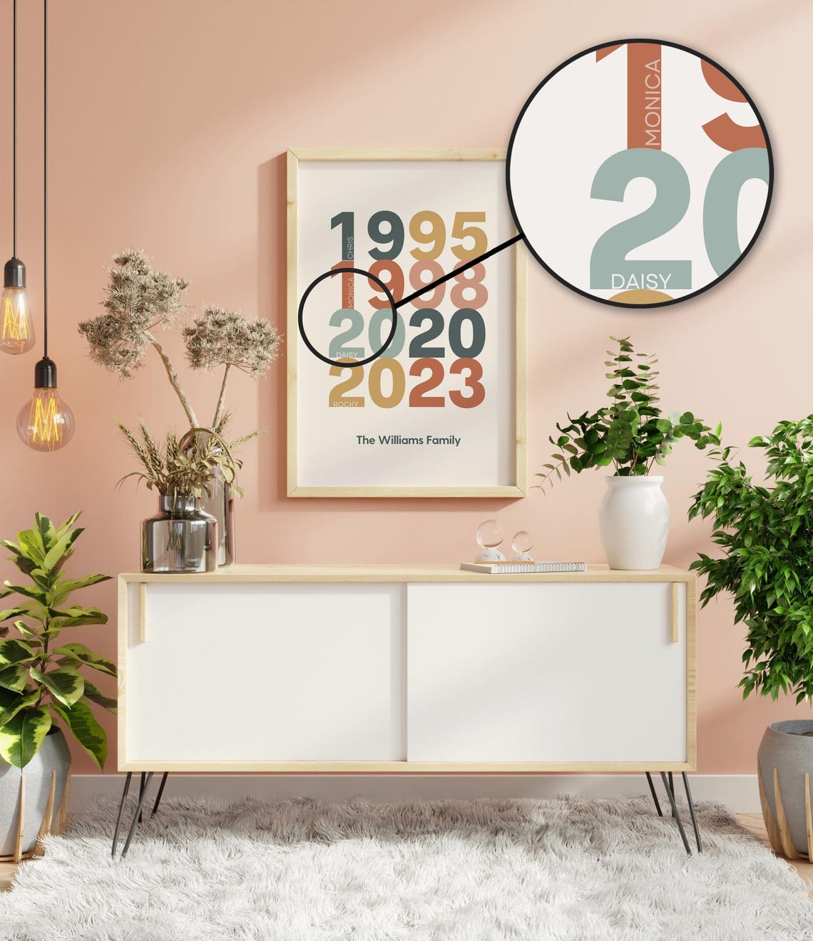 Custom Colorful Birth Years Typography Family Poster with First Names - Image 2