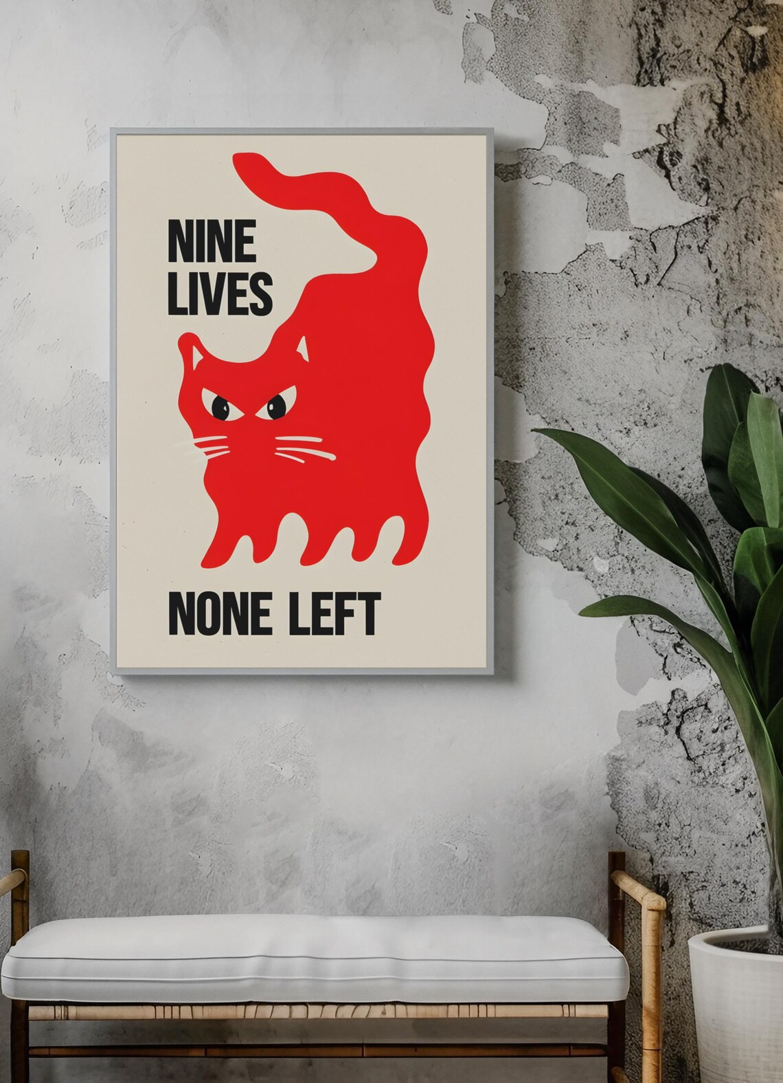 Nine Lives None Left Cat Poster, Minimalist Decor - Image 4
