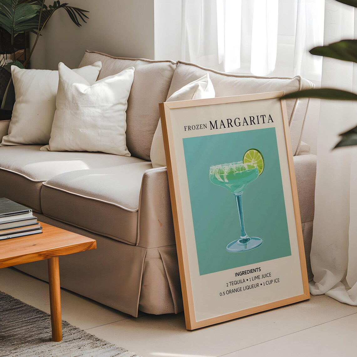 Vintage Frozen Margarita Ingredients Poster, Bar Kitchen - Image 2