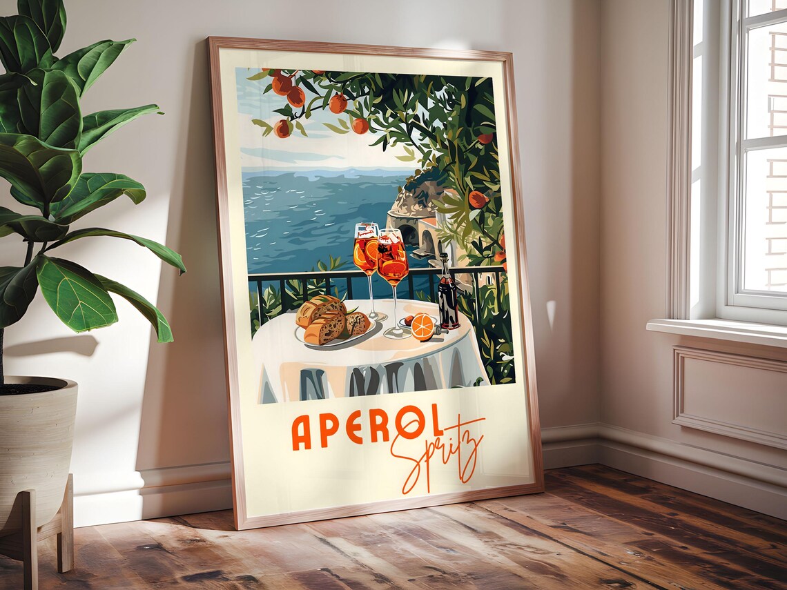 Aperol Spritz, Retro Italian Cocktail Art Print - Image 8