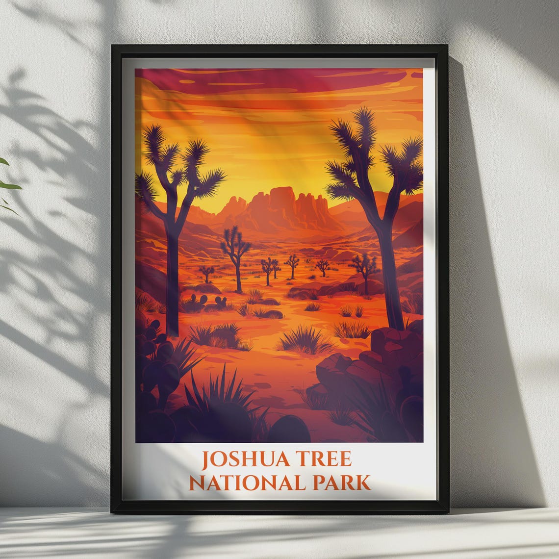 Joshua Tree National Park Desert Sunset Silhouette Travel Poster