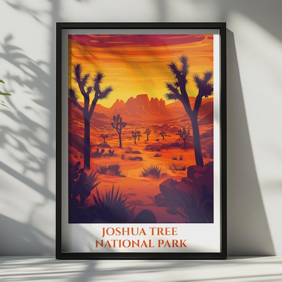 Joshua Tree National Park Poster Desert Sunset Wall Art California Travel Print