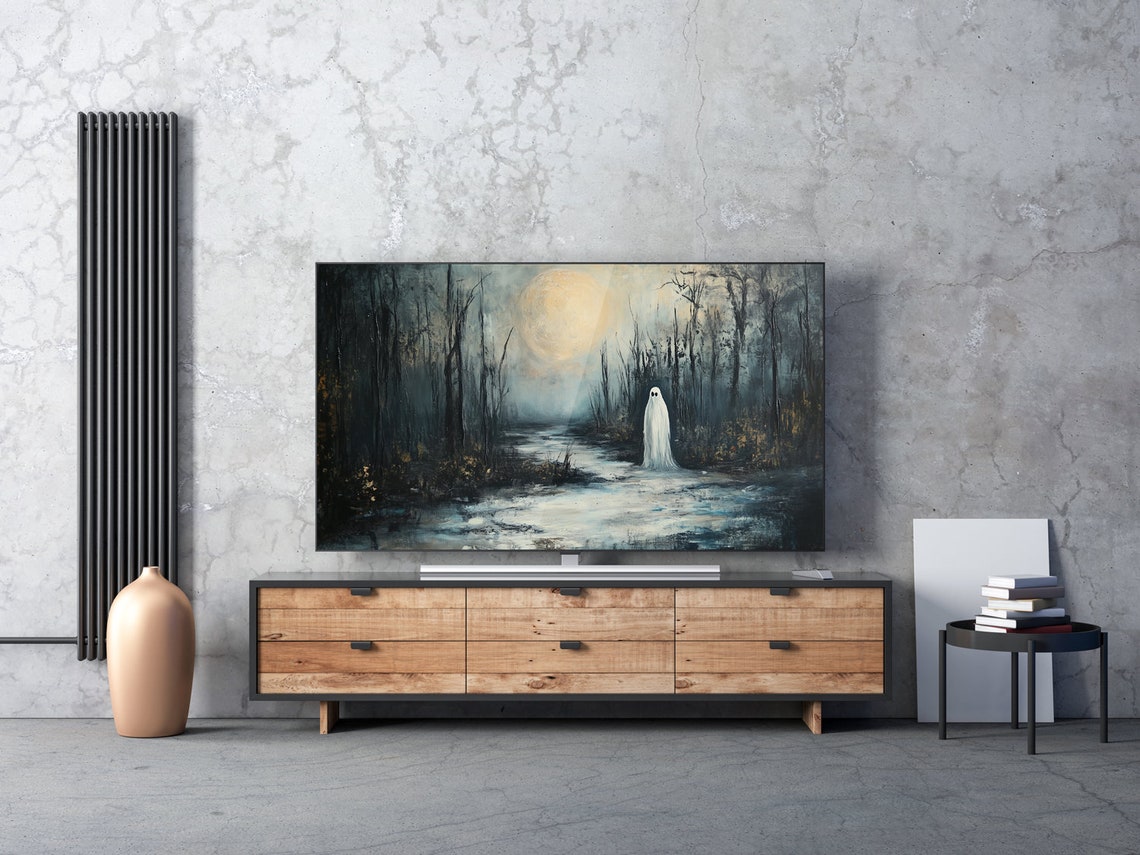 Lonely Ghost in Dark Misty Forest Under Moonlight Halloween Poster - Image 7
