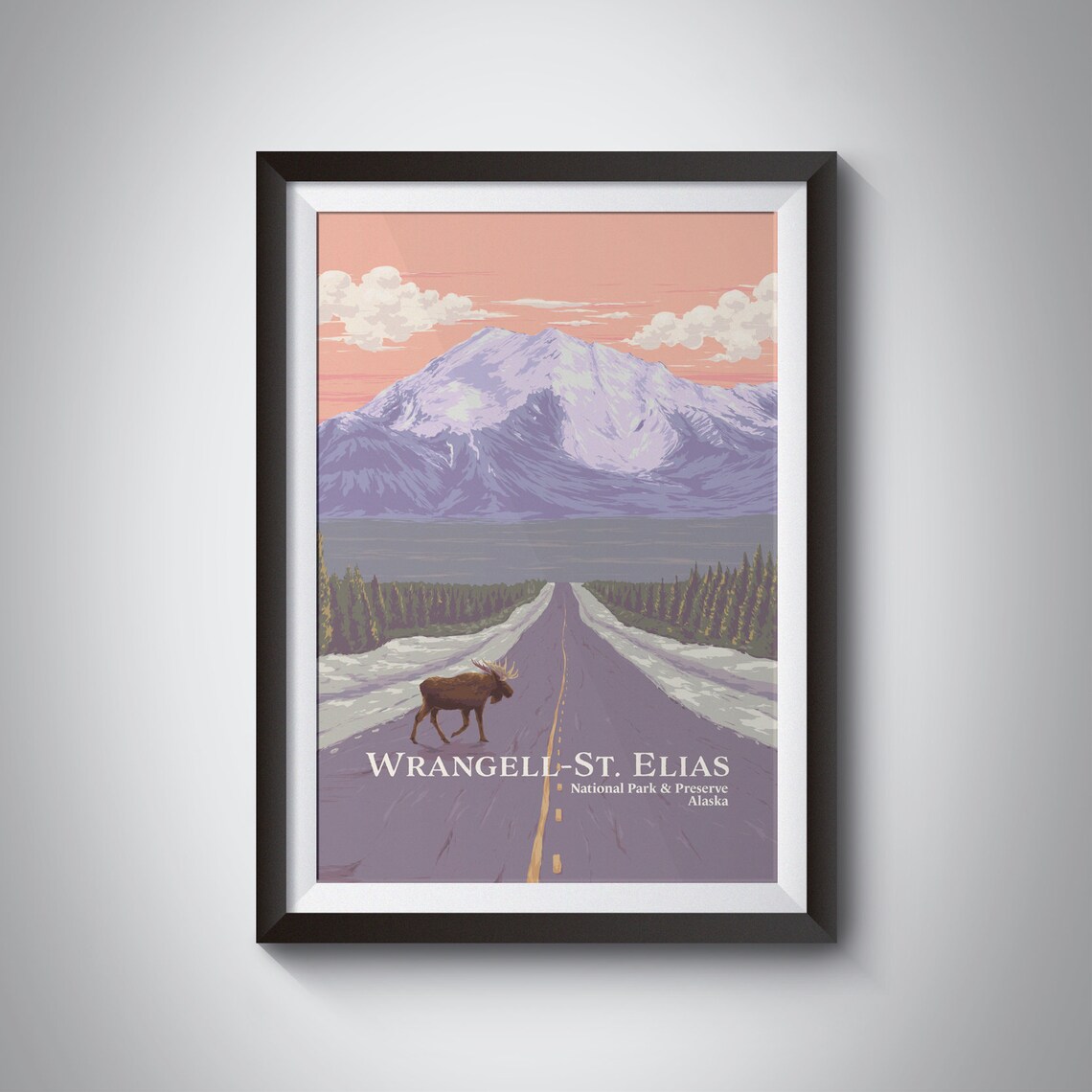 Wrangell St Elias National Park Alaska Vintage Travel Poster