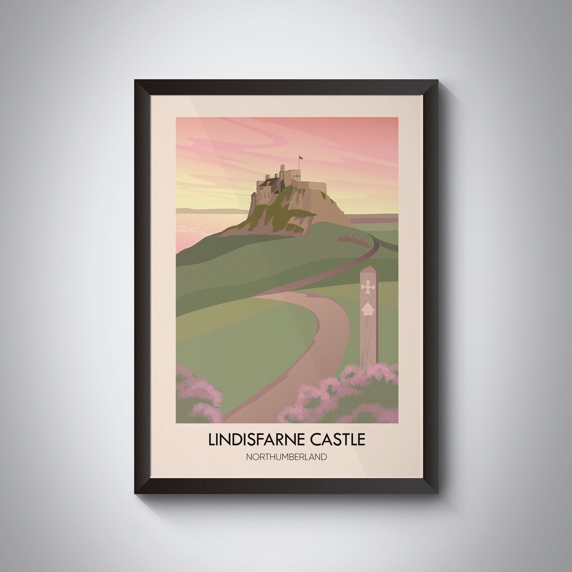 Lindisfarne Castle Vintage Travel Poster, Northumberland