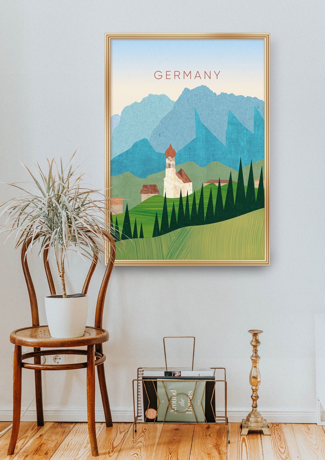 Germany Bavarian Alps Village Chapel Pine Forest Mountains Poster - Image 2