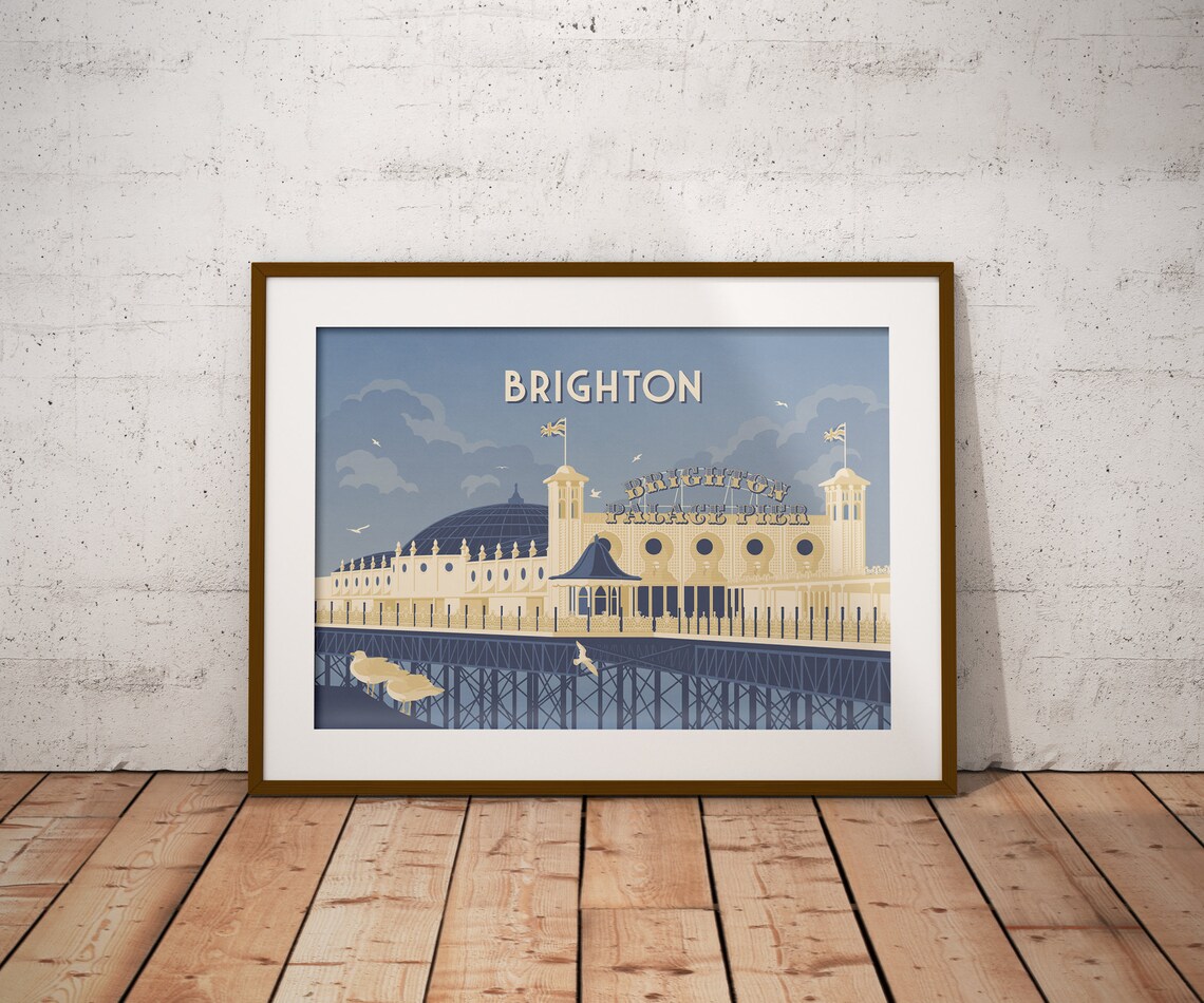 Brighton England Palace Pier Seafront Vintage Seaside Travel Poster - Image 4