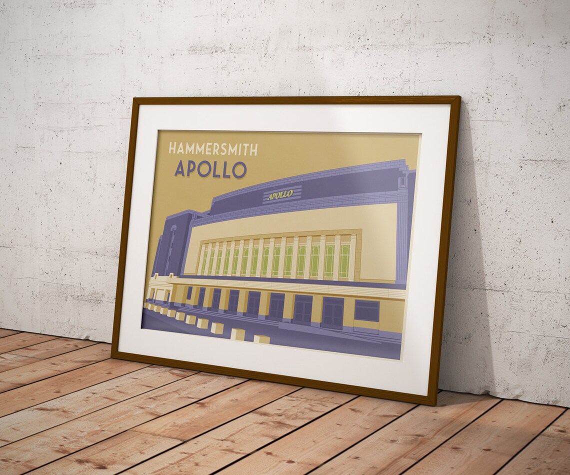 Hammersmith Apollo London Art Deco Concert Hall Landmark Travel Poster - Image 3