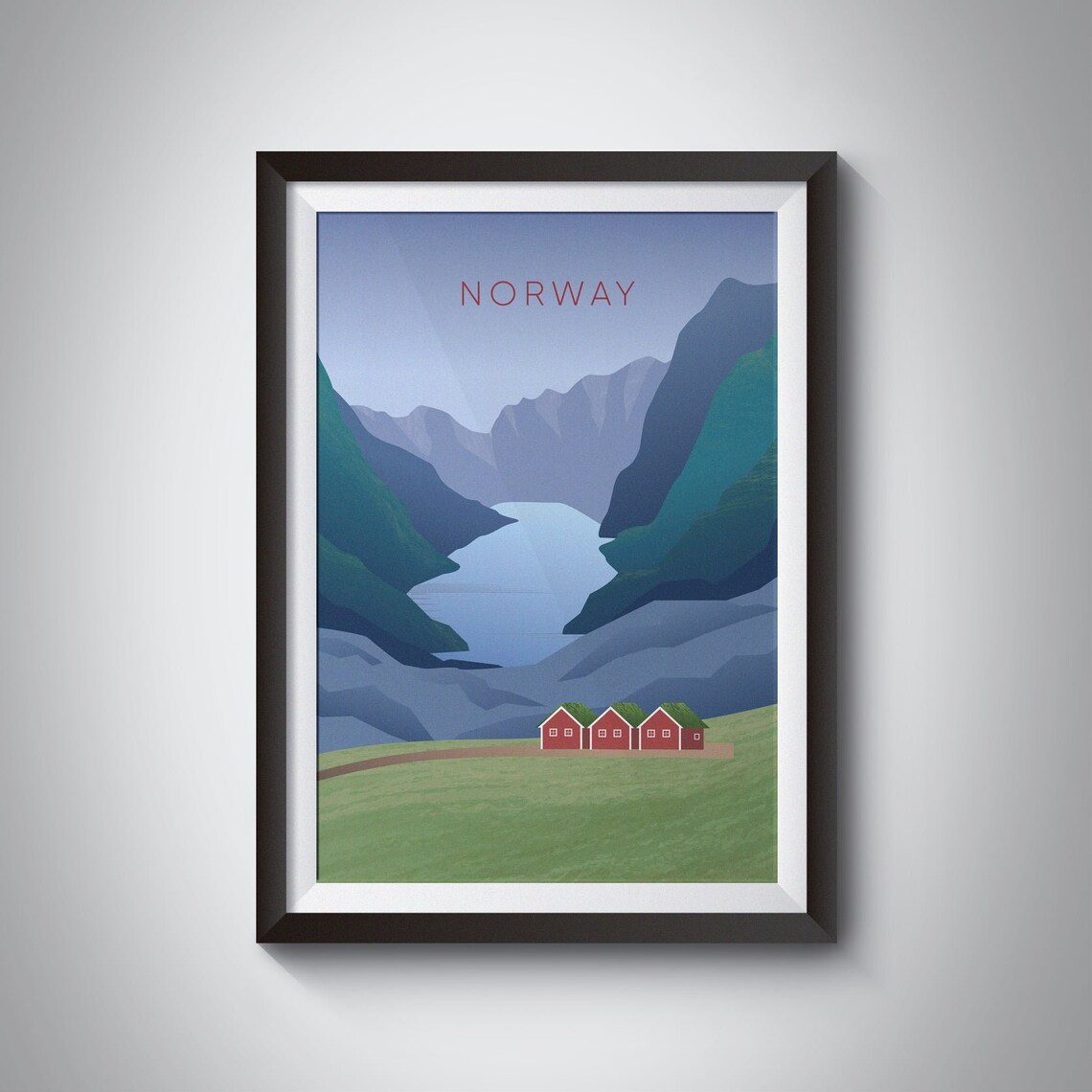 Norway Minimal Travel Poster Simple Travel Print Norwegian Fjords Northern Lights Vintage Art Scandi Wall Art Oslo Bergen Tromso