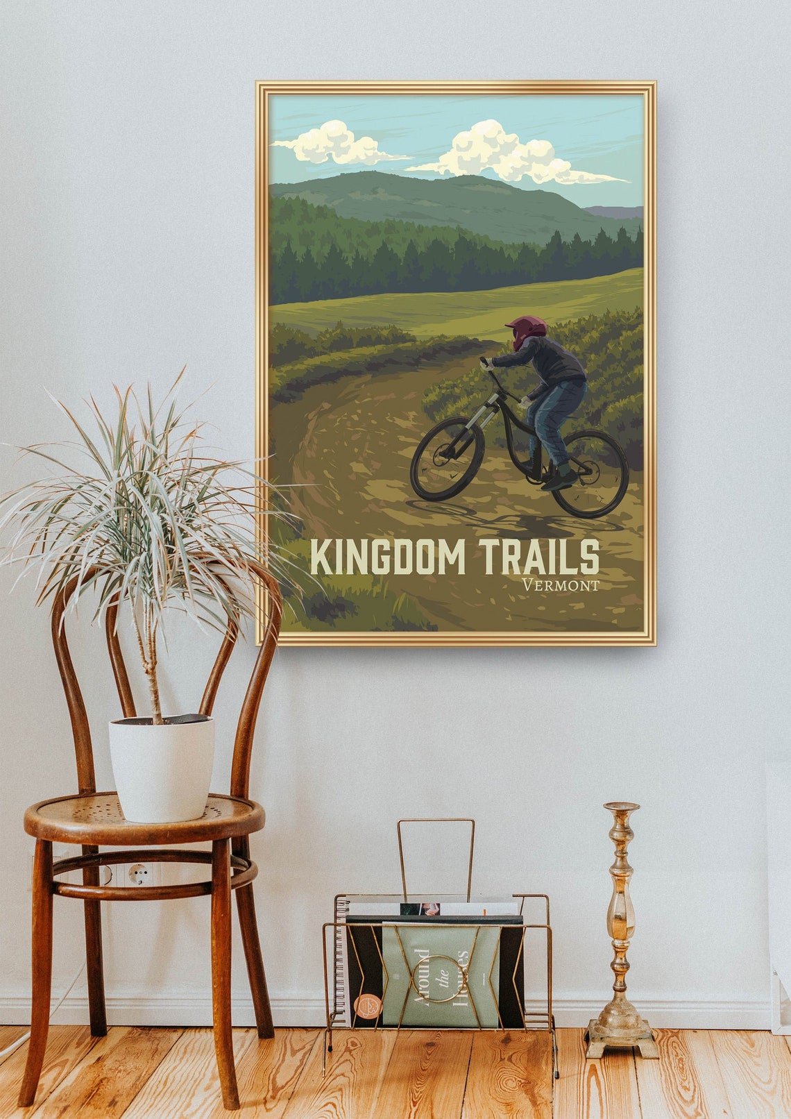 Kingdom Trails Vermont Mountain Biking Poster, Dirt Trail Rider Artwork - Image 2