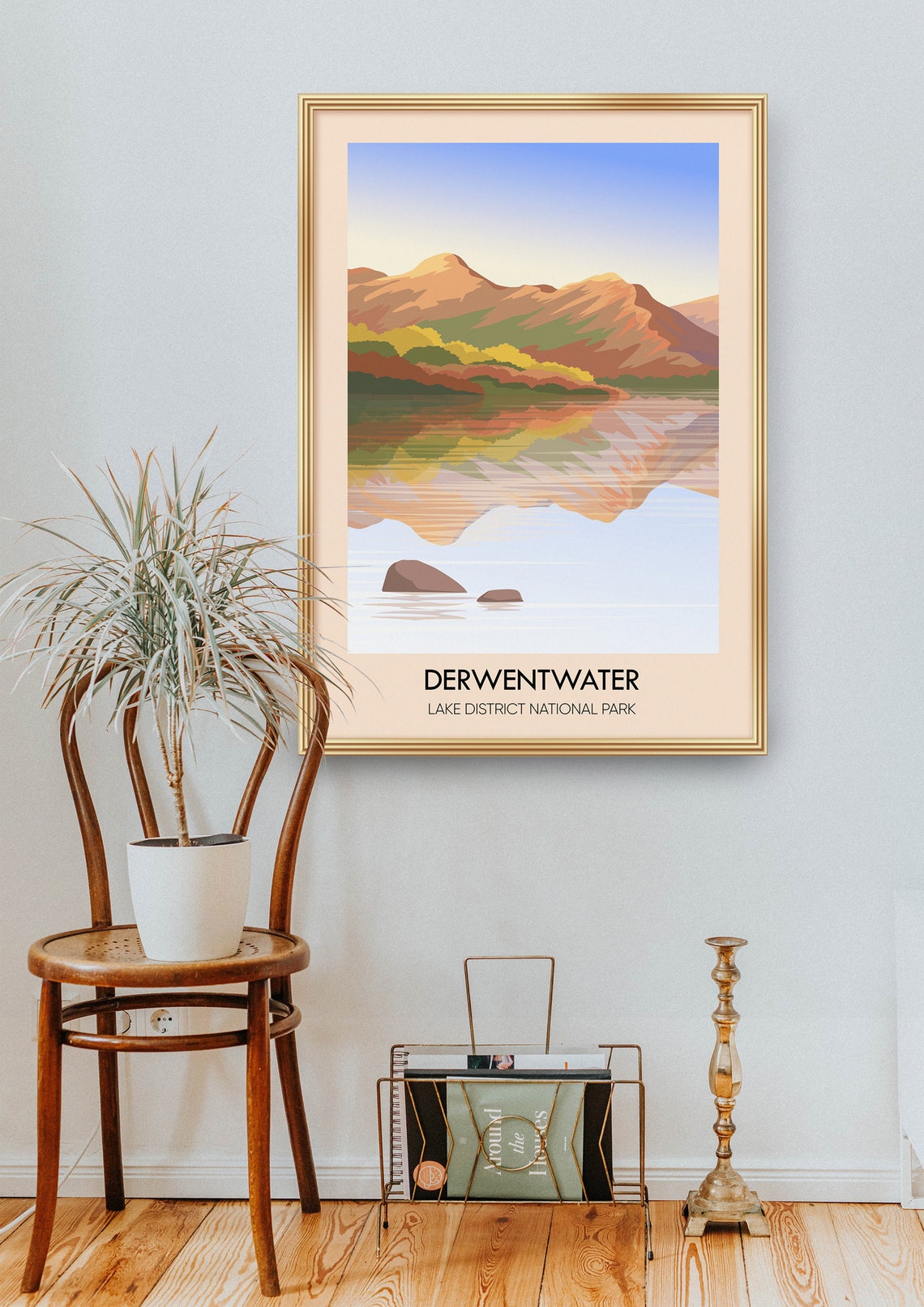 Derwentwater Lake District Mirror Reflection Vintage Travel Poster - Image 2