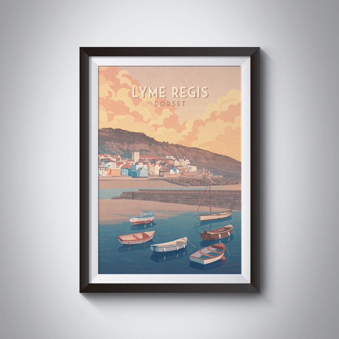 Lyme Regis Vintage Travel Poster, West Dorset Print