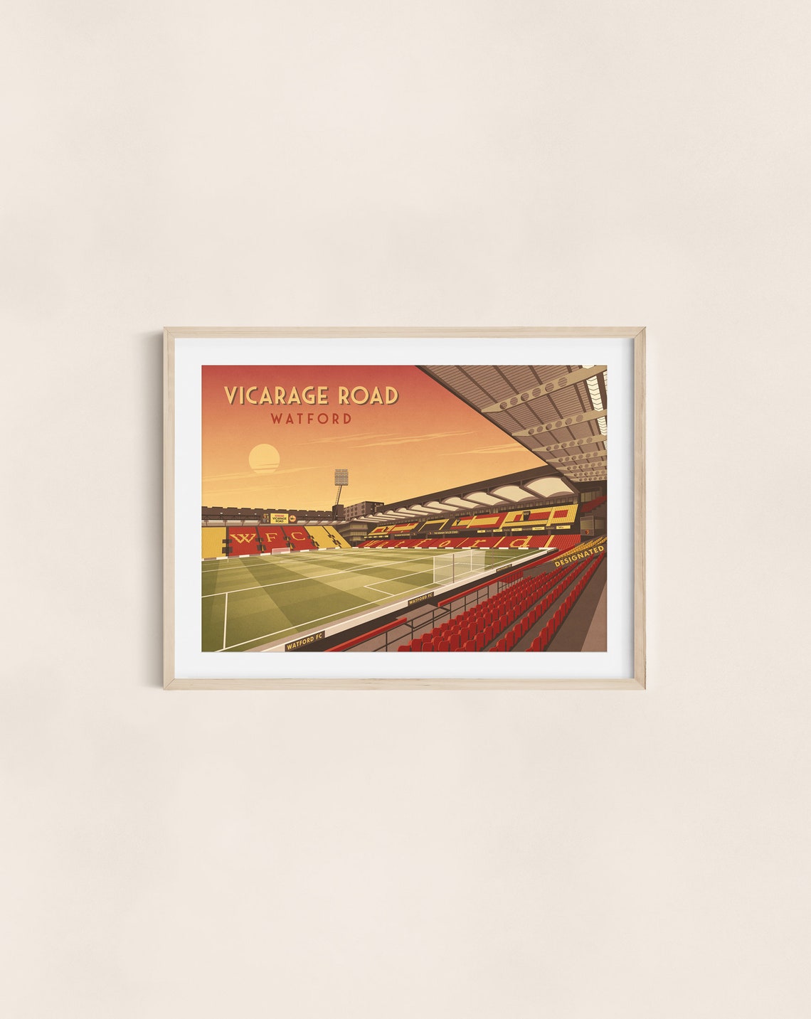Vicarage Road Stadium Sunset Vintage Watford FC Ground Poster - Image 2