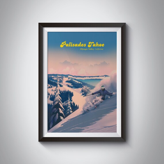 Palisades Tahoe Vintage Travel Poster, Sierra Nevada