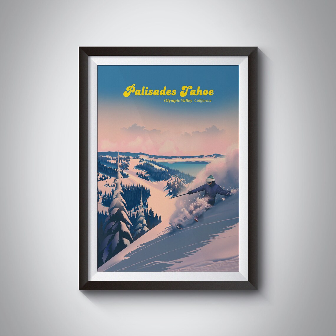 Palisades Tahoe Vintage Travel Poster, Sierra Nevada