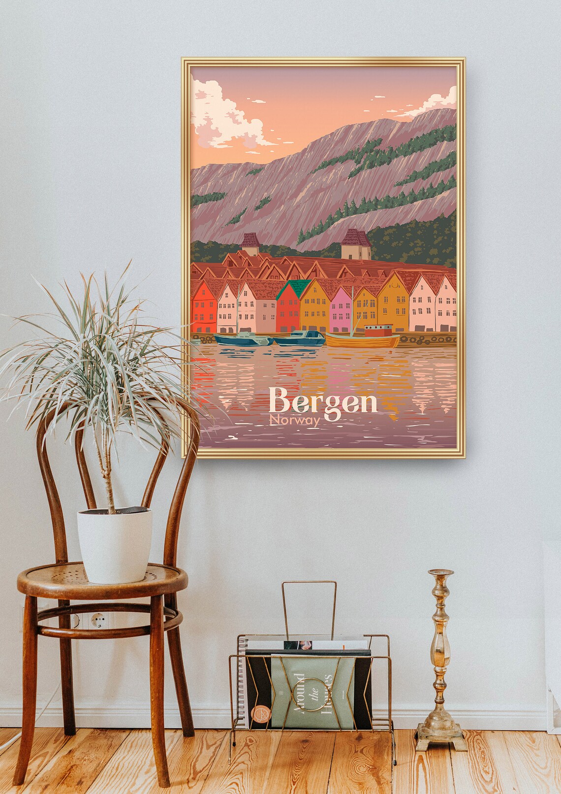 Bergen Norway Retro Travel Poster, Fjord Landmarks - Image 2