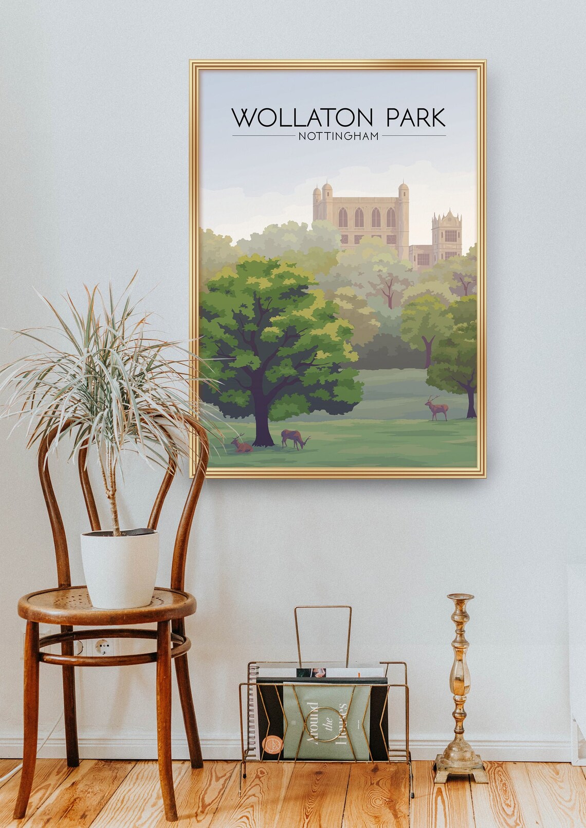 Wollaton Park Nottingham Deer Grazing Under Great Oak Poster - Image 2