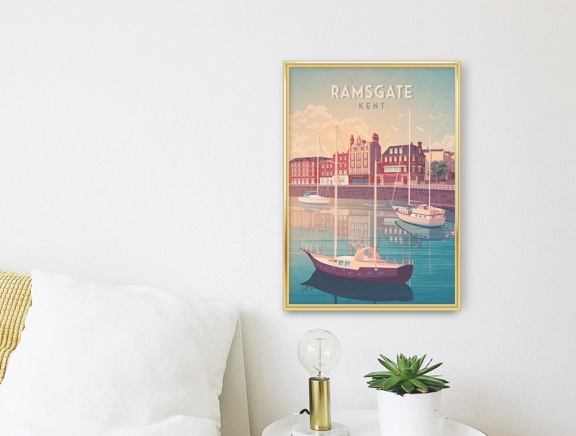 Ramsgate Kent Harbour Sailboats Vintage Seaside Travel Poster - Image 3