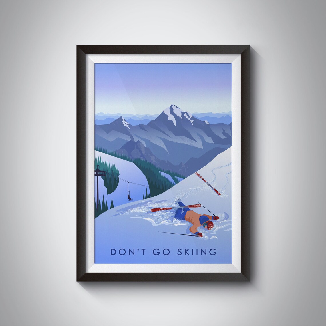 Don't Go Skiing Funny Ski Crash Wipeout Vintage Humor Poster