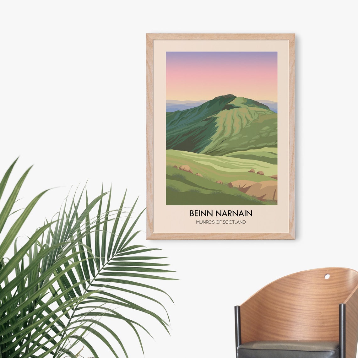 Beinn Narnain Sunset Vintage Scottish Munro Mountain Peak Poster - Image 3