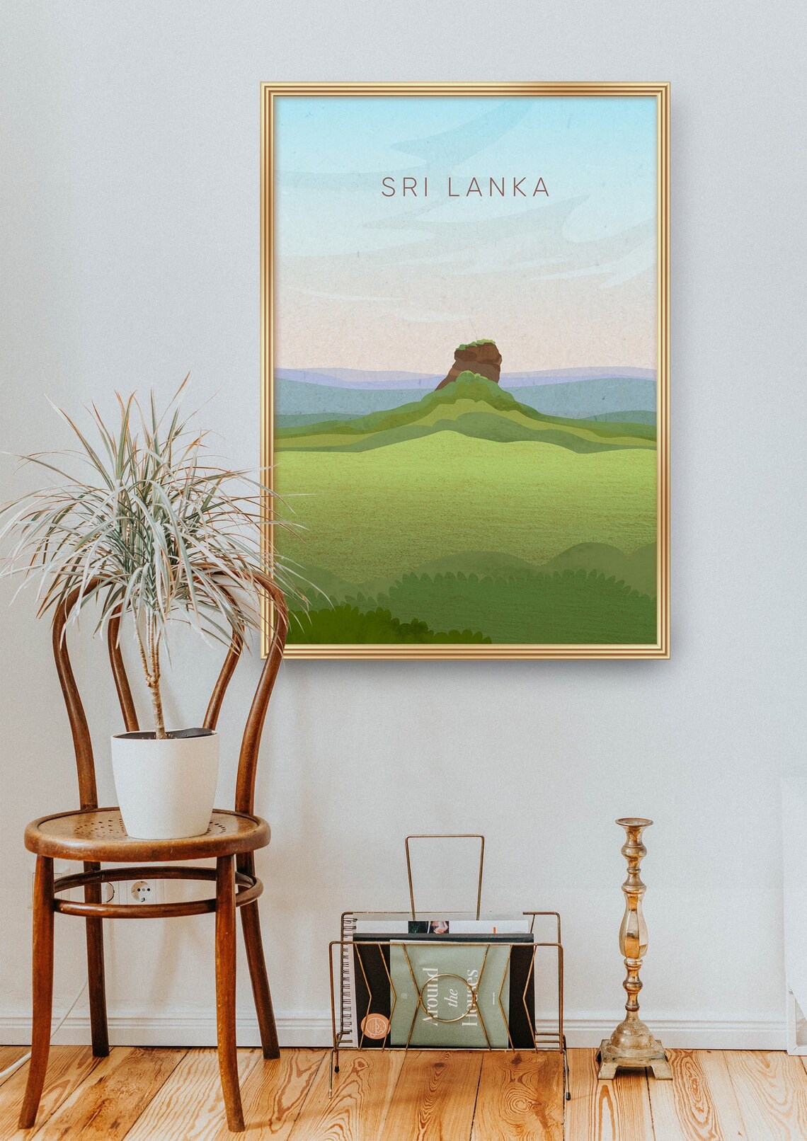 Sri Lanka Sigiriya Rock Green Hills Minimalist Landscape Poster - Image 2