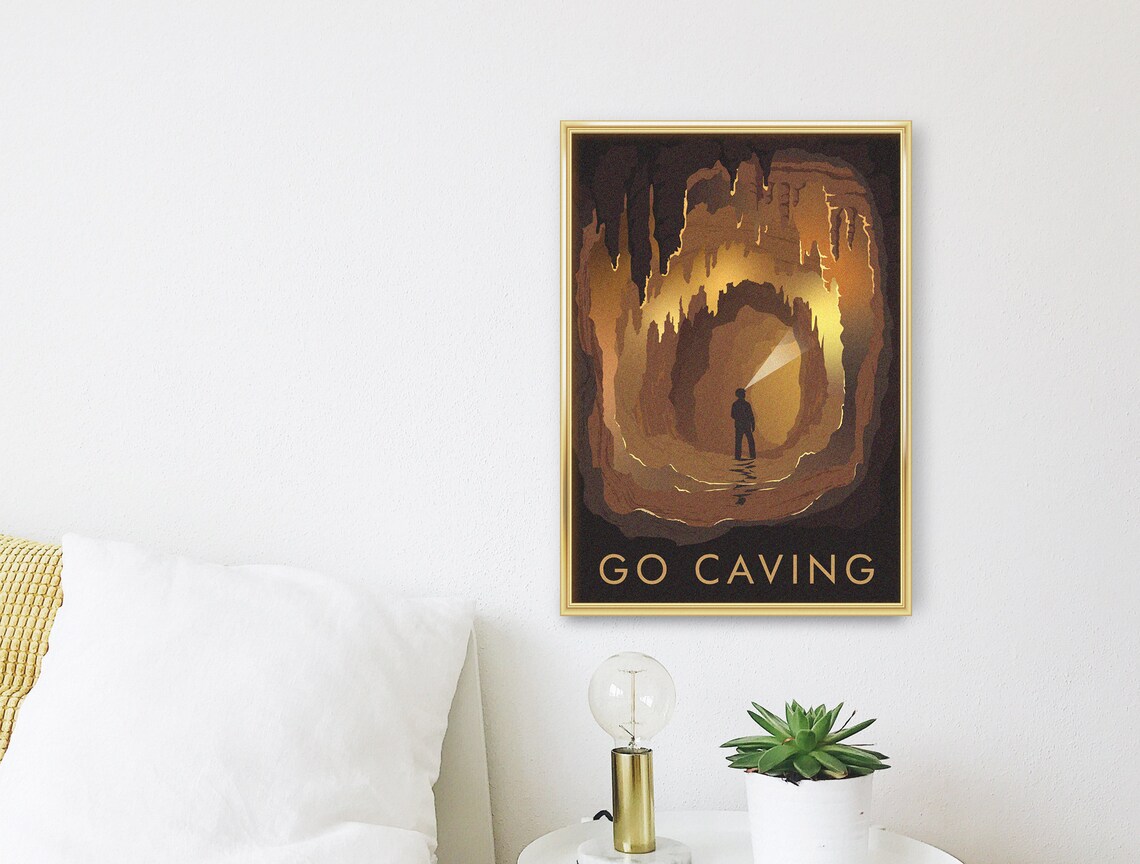 Go Caving Vintage Travel Poster, Adventure Sports - Image 3