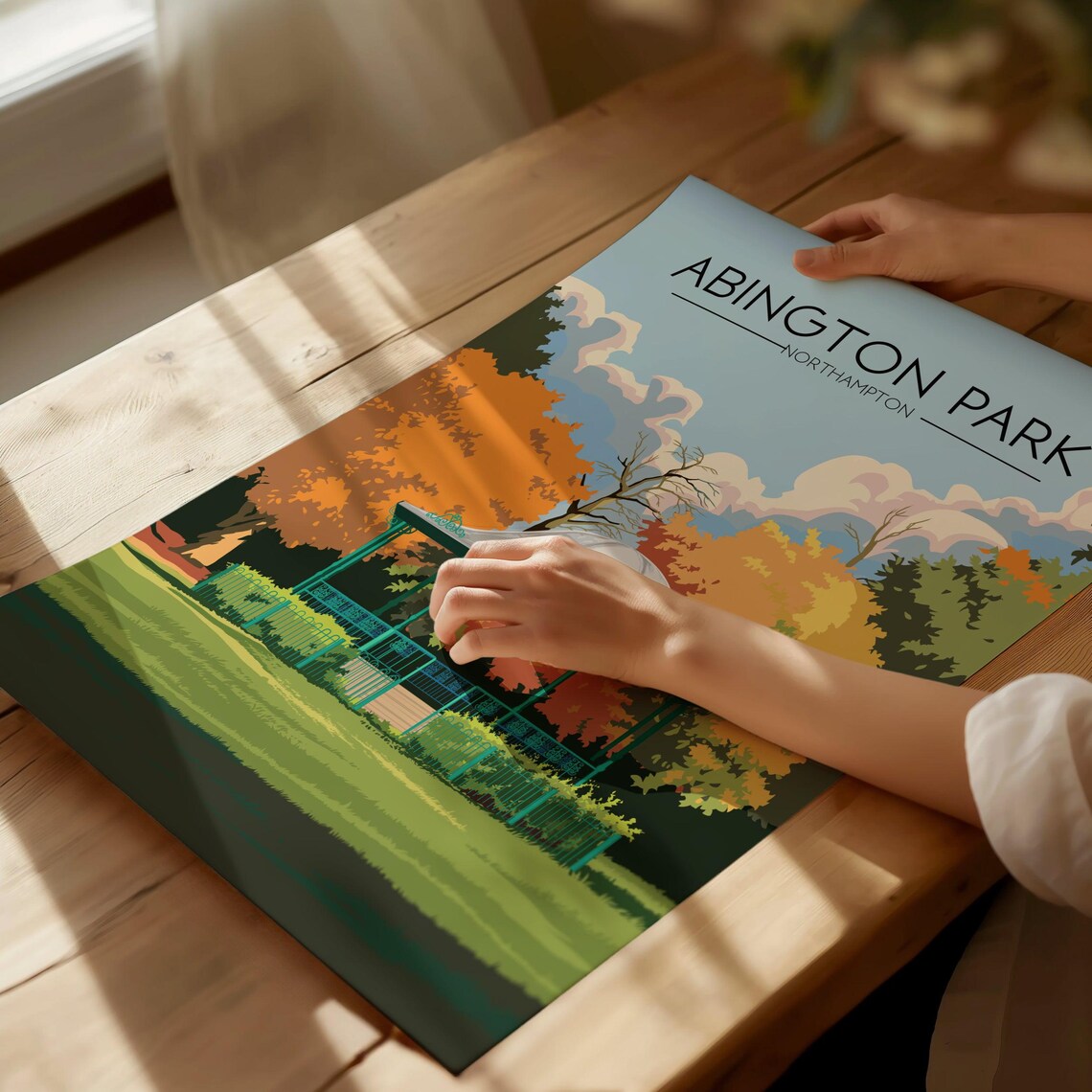 Abington Park Northampton Bandstand Autumn Trees Travel Poster - Image 2