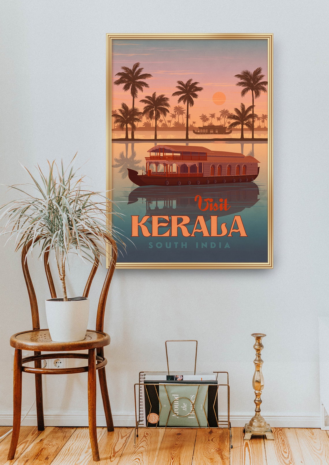 Kerala Travel Poster South India Alleppey House Boat Alappuzha Backwaters Fort Kochi India Travel Poster Indian Gift Holiday Goa - Image 4