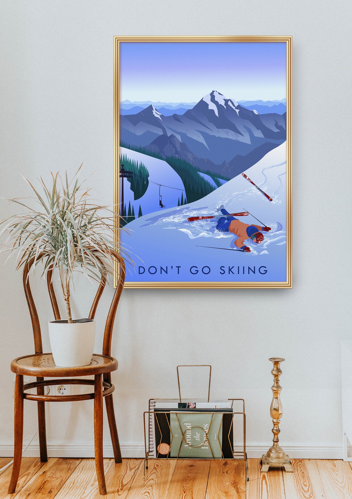 Don't Go Skiing Funny Ski Crash Wipeout Vintage Humor Poster - Image 2