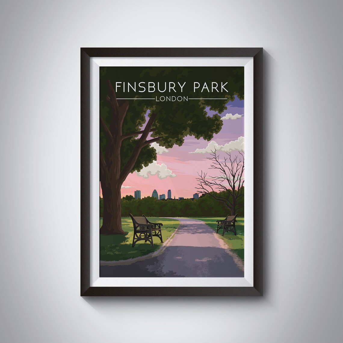 Finsbury Park London Travel Poster, North London Map
