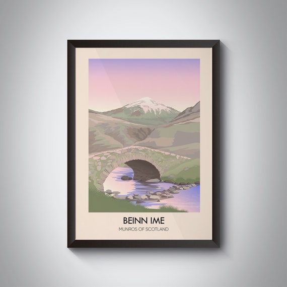 Beinn Ime Vintage Travel Poster, Scottish Highlands