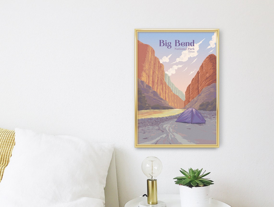 Big Bend National Park Poster Texas Usa Travel Print Chihuahuan Desert Rio Grande Chisos Mountains Hiking Vintage Posters Retro Art - Image 3
