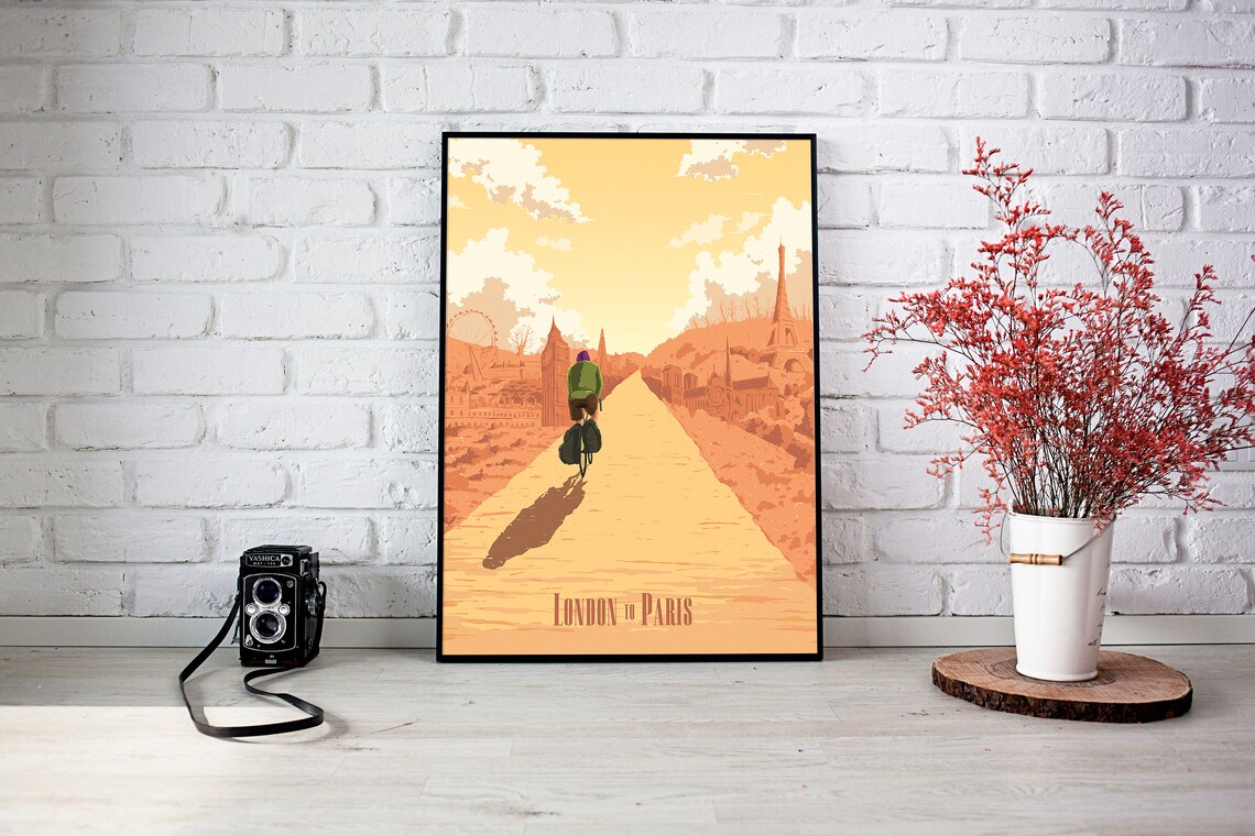 London to Paris Cycling Travel Poster, Avenue Verte - Image 3