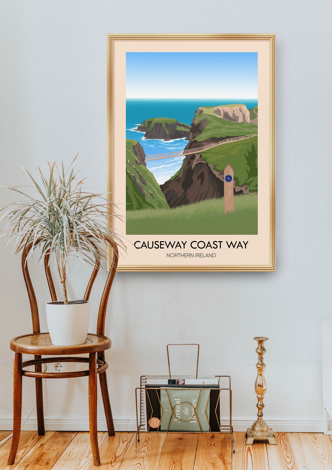 Causeway Coast Way Hiking Trail Poster Northern Ireland Uk National Trail Ballycastle Portstewart Vintage Travel Print Giants Causeway - Image 2