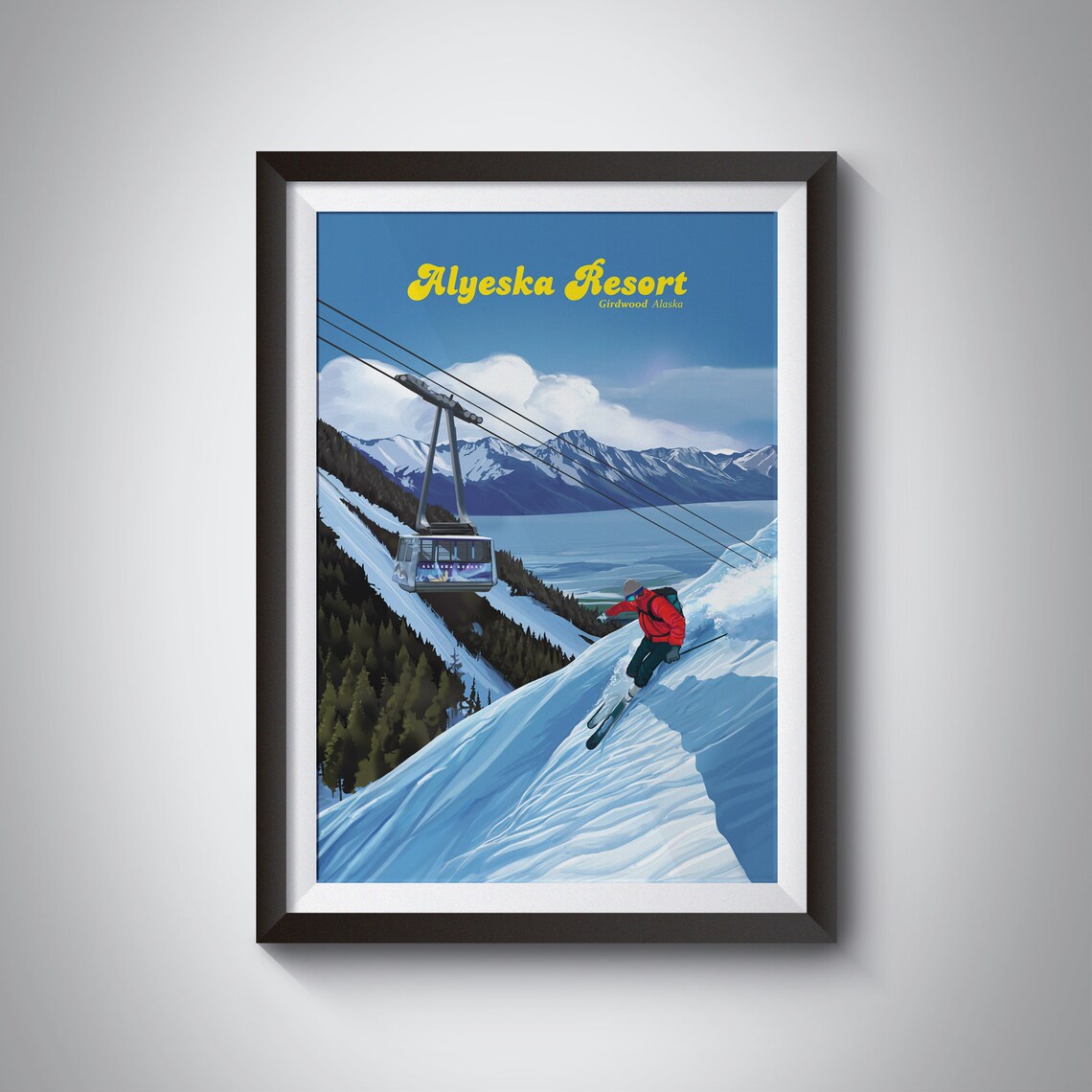 Alyeska Ski Resort Vintage Travel Poster, Alaska