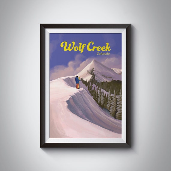 Wolf Creek Ski Resort Poster Colorado Usa Travel Print Wolf Creek Ski Area Trail Map Rocky Mountains Snowboarding Vintage Ski Poster