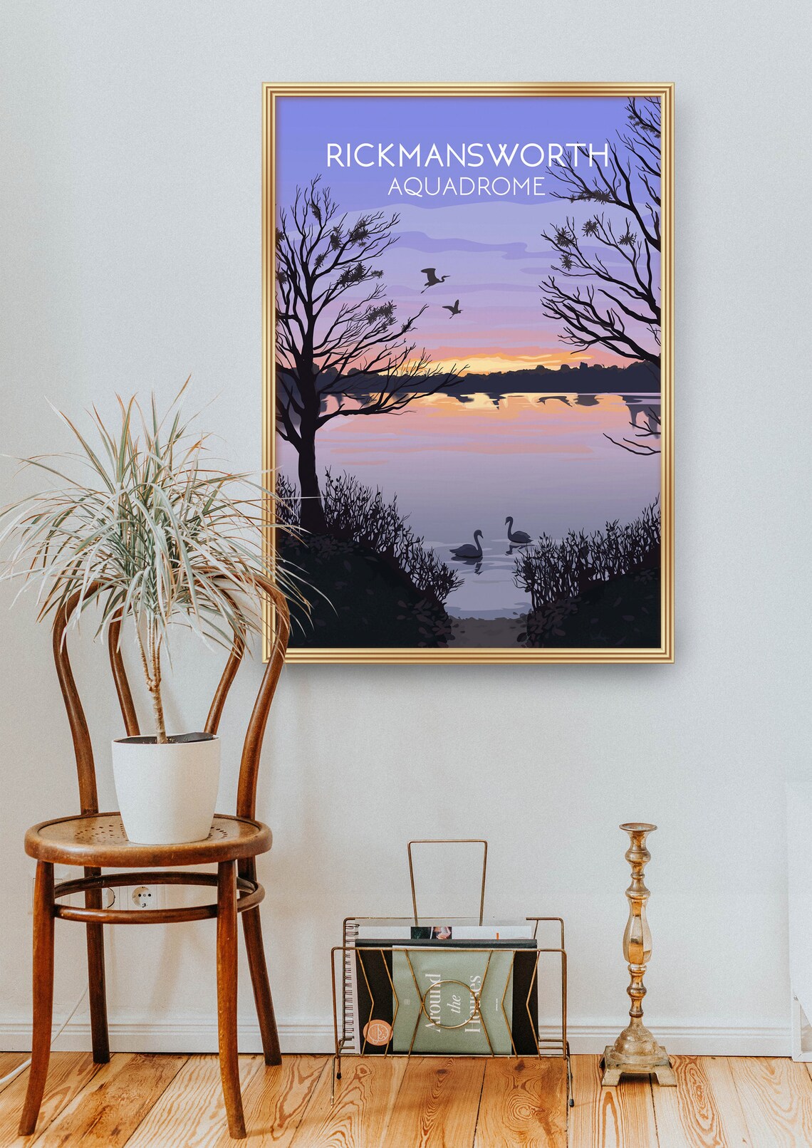 Rickmansworth Aquadrome Sunset Swans Lake Hertfordshire Poster - Image 2