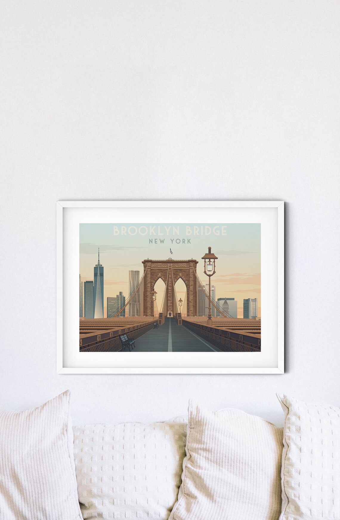 Brooklyn Bridge New York City Vintage Travel Poster - Image 4