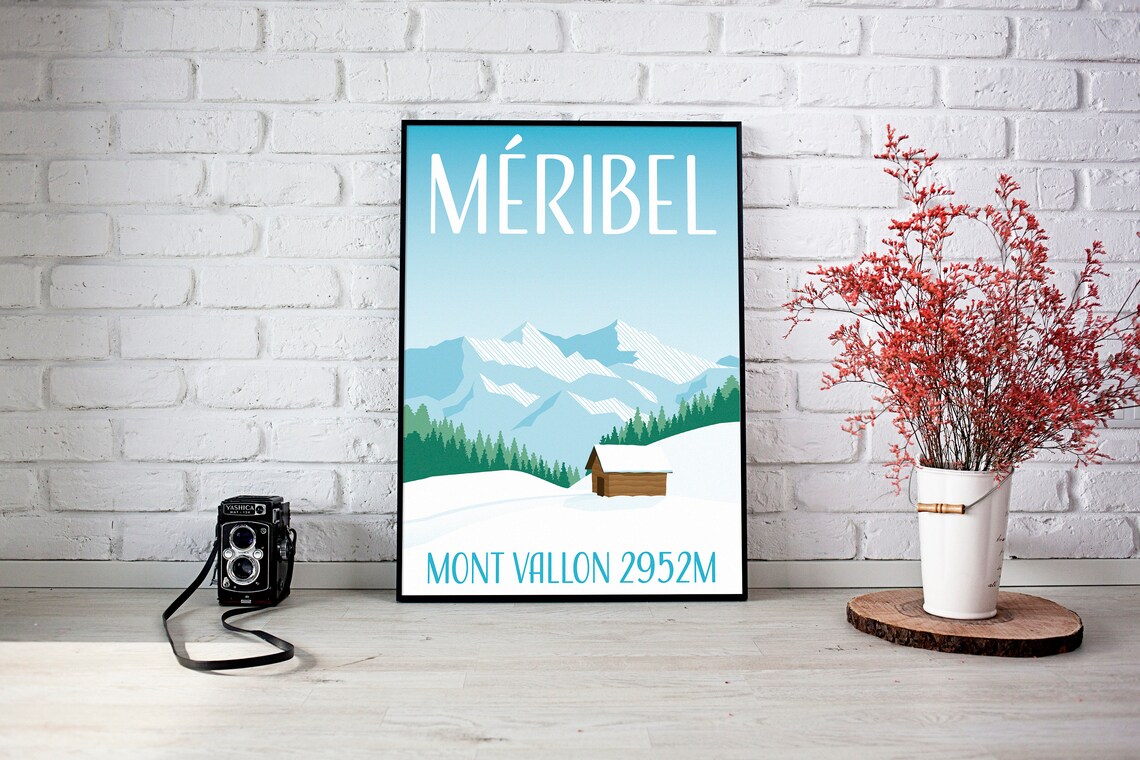 Meribel Retro Ski Poster, French Alps Travel Poster - Image 2