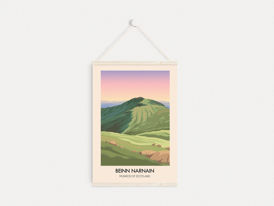 Beinn Narnain Munros Of Scotland Travel Poster Mountain Hiking Scottish Highlands Munro Bagging Arrochar Alps Loch Long Vintage Print - Image 4