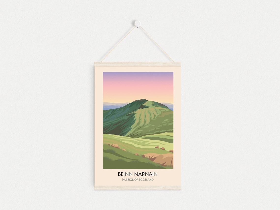 Beinn Narnain Sunset Vintage Scottish Munro Mountain Peak Poster - Image 4