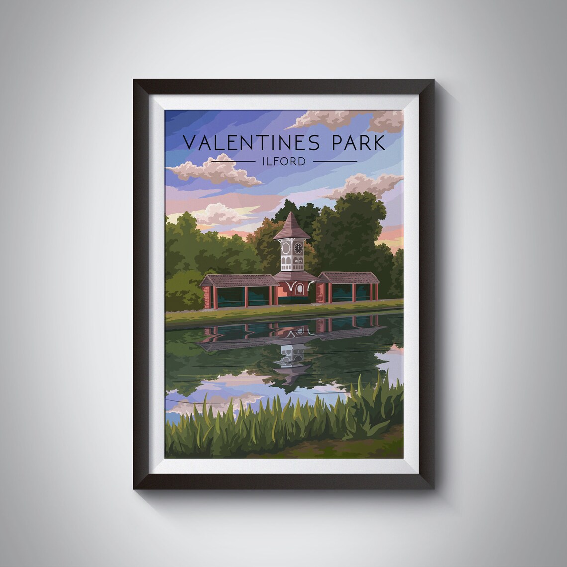 Valentines Park London Travel Poster, Redbridge Art Print