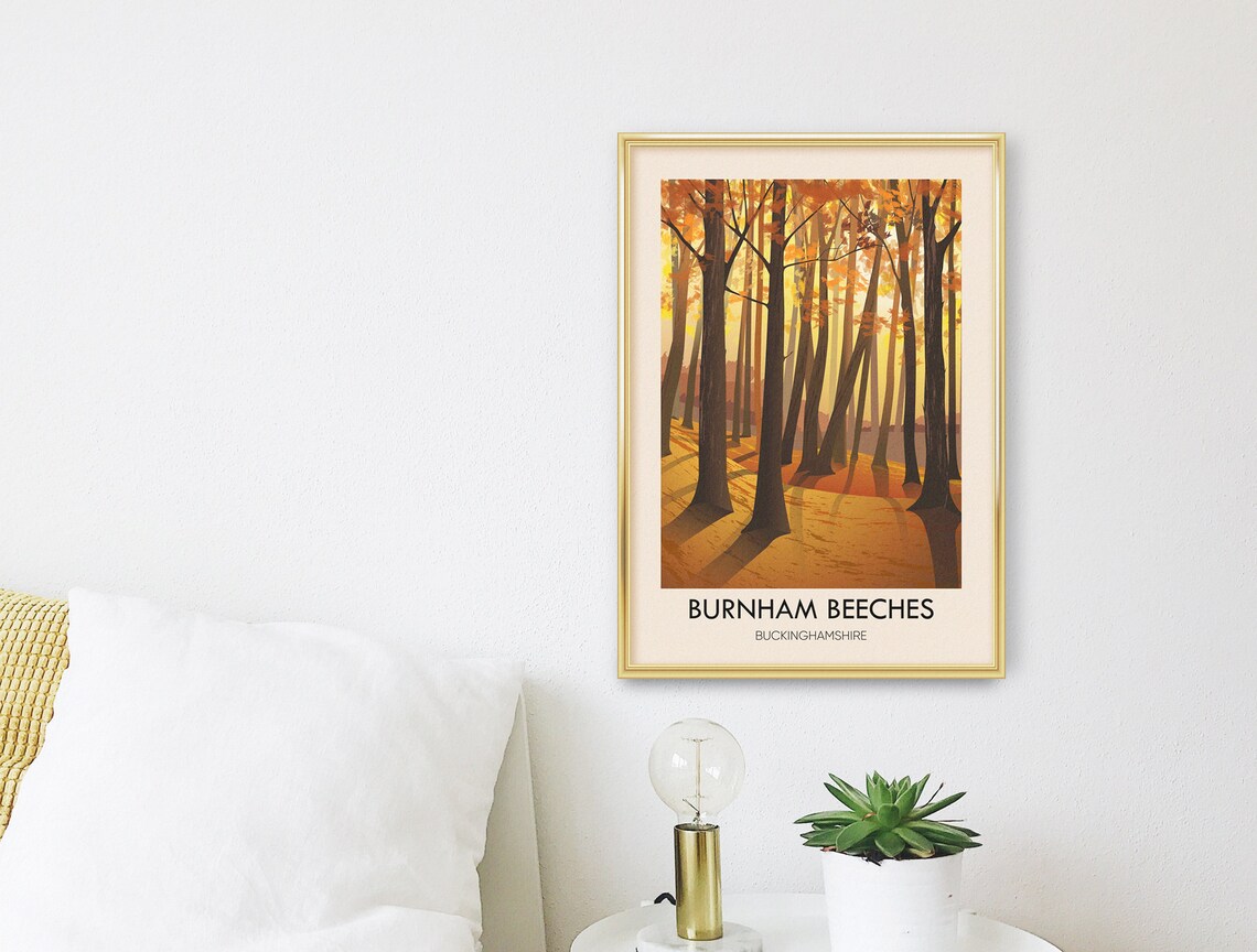 Burnham Beeches Buckinghamshire Autumn Woodland Vintage Travel Poster - Image 2