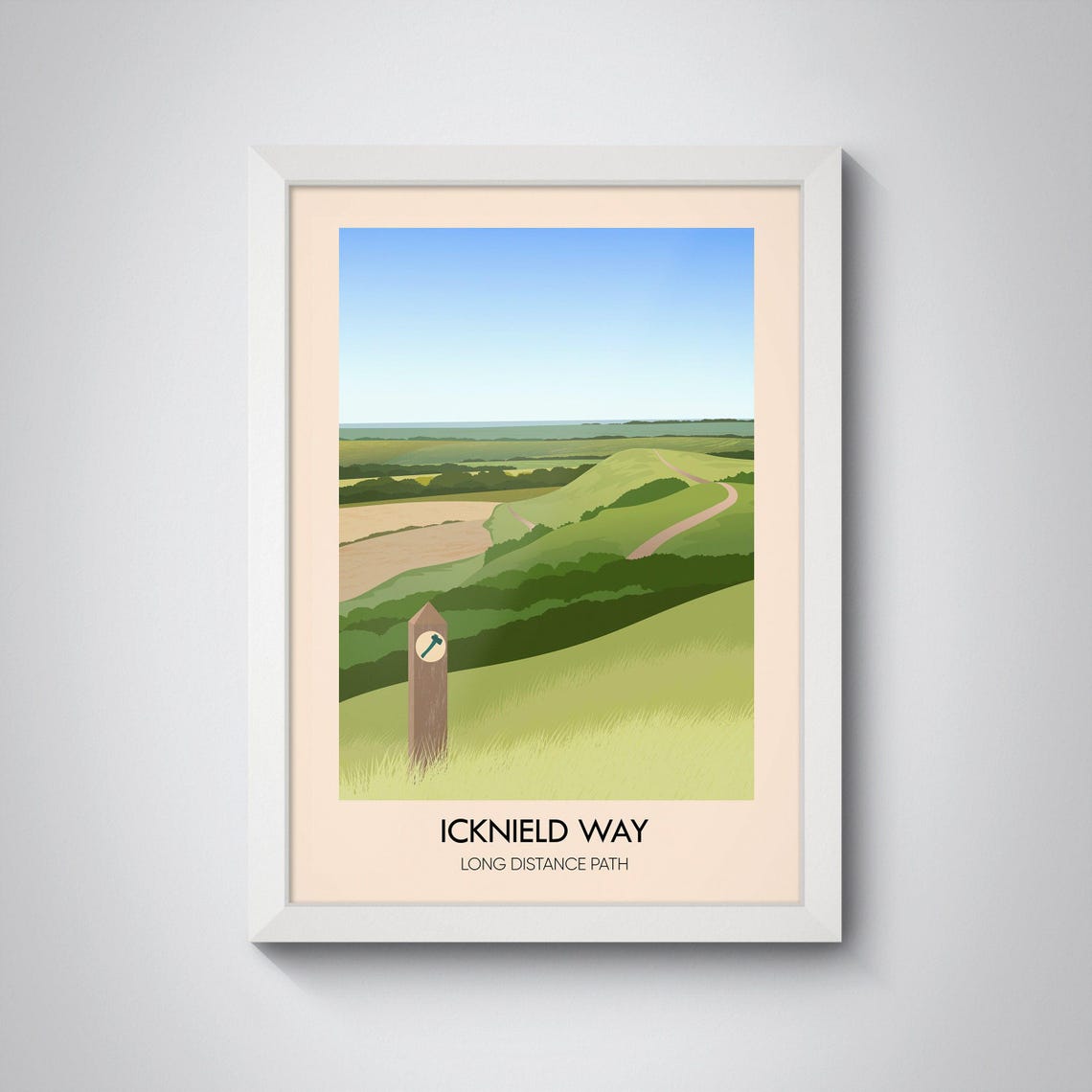 Icknield Way Long Distance Path Rolling Green Hills Art Poster - Image 3