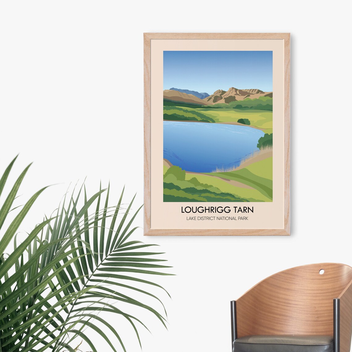 Loughrigg Tarn Lake District National Park Blue Water Fell Walk Travel Poster - Image 2