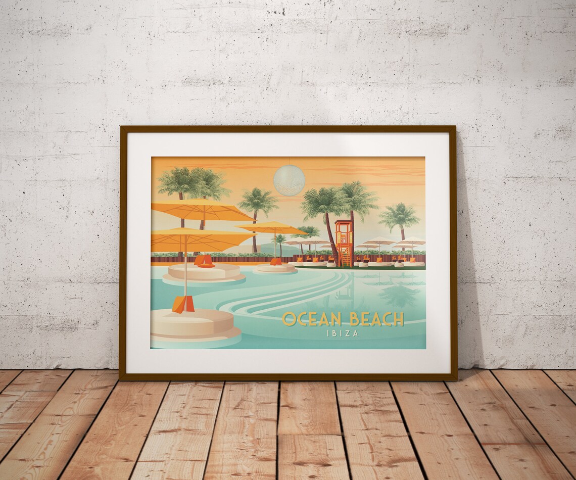 Ocean Beach Club Ibiza Spain Travel Poster - Image 4